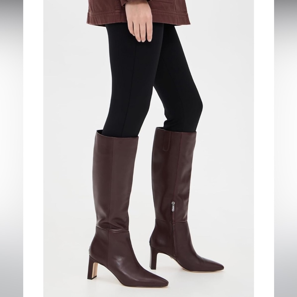 NEW in Box Sam Edelman Wide Calf Sylvia Knee-High Leather Boots - Pecan 10M